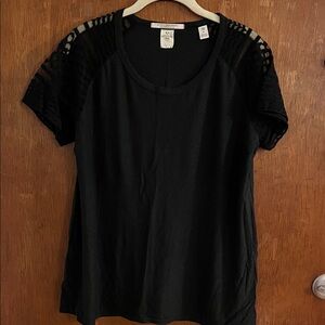 Scotch & Soda Black Top with Mesh Lace Sleeves